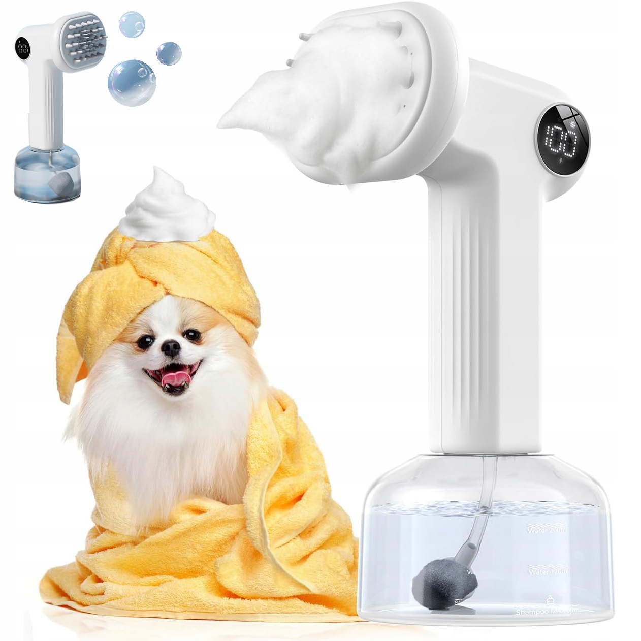 Levně Elektrický Pěnič A Kartáč 2 V 1 Pro Koupání Zvířat, Psa