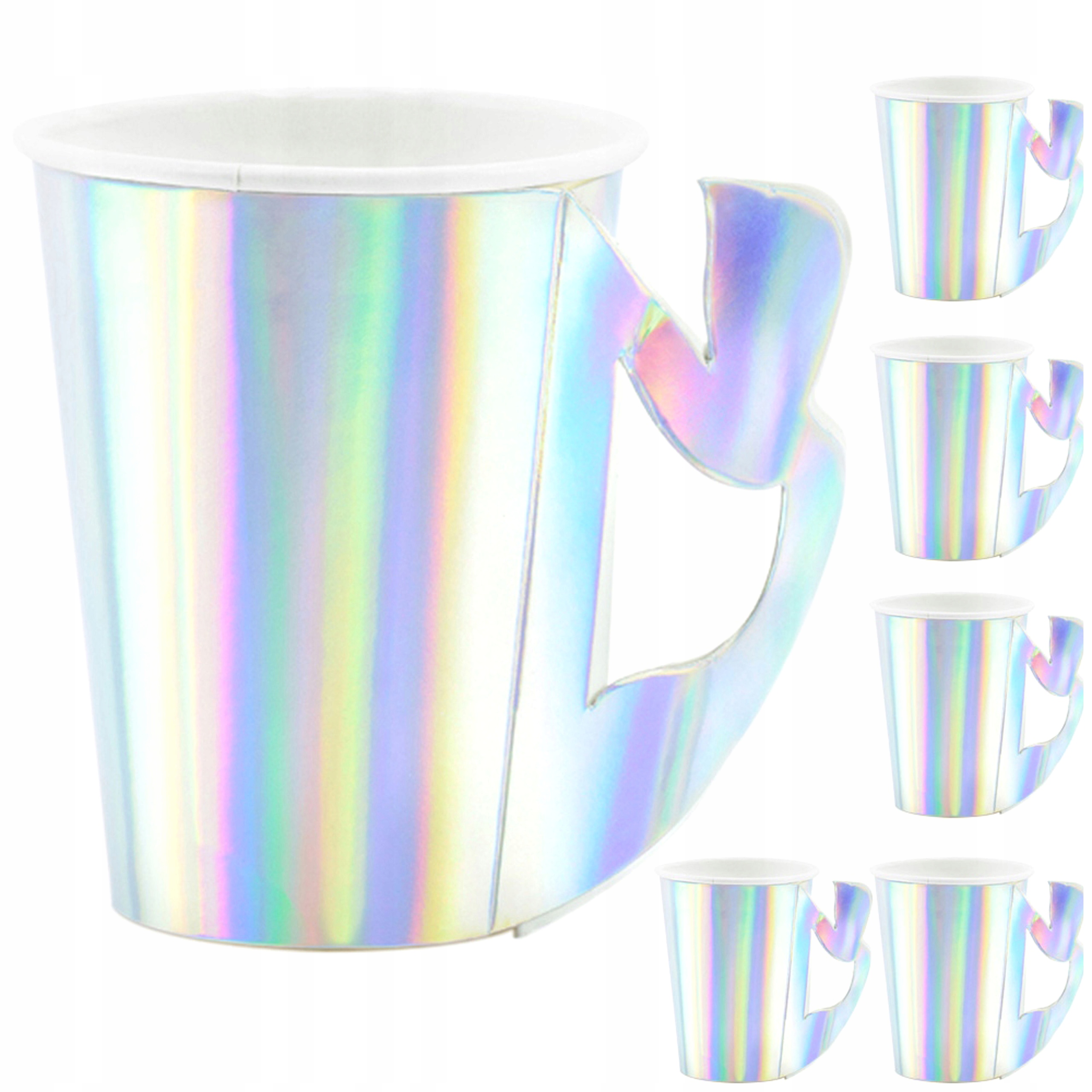 Kubeczki Papierowe Syrenka Opalizujące 220ml 6szt