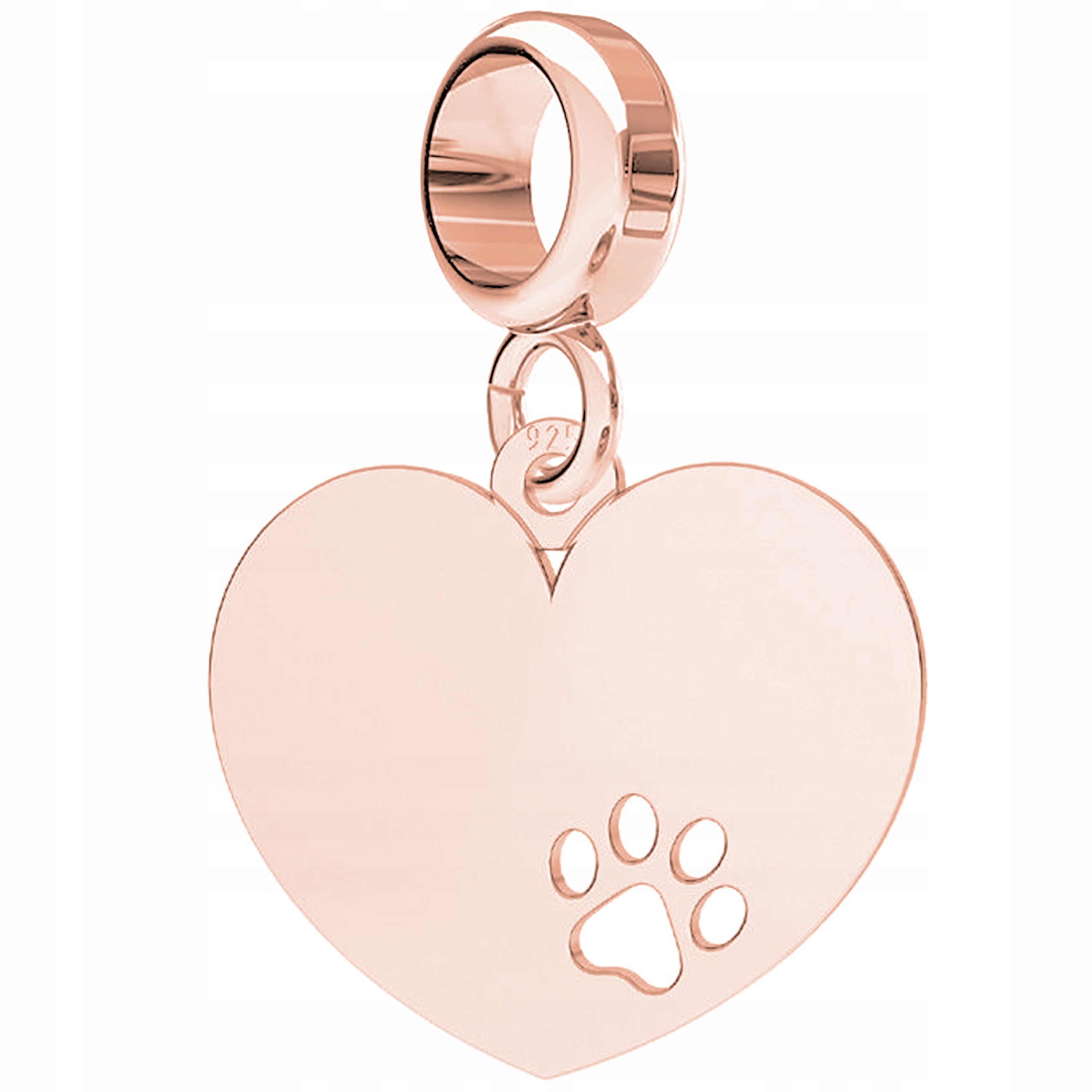 Charms Psí tlapka Srdce růžové zlato S925