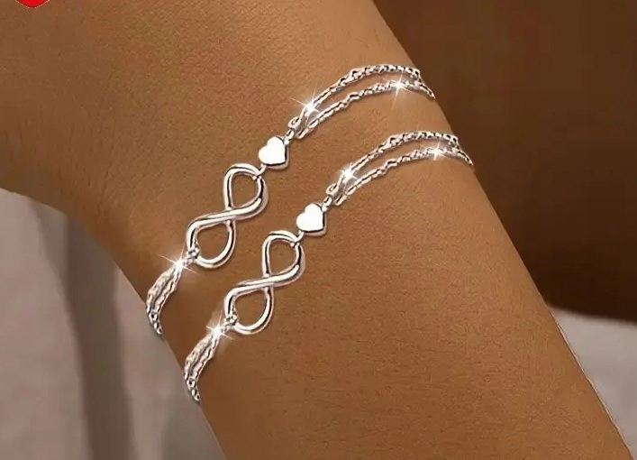 Bransoletka srebro 925 rękę srebrna z symbolem Nieskończoności serduszko