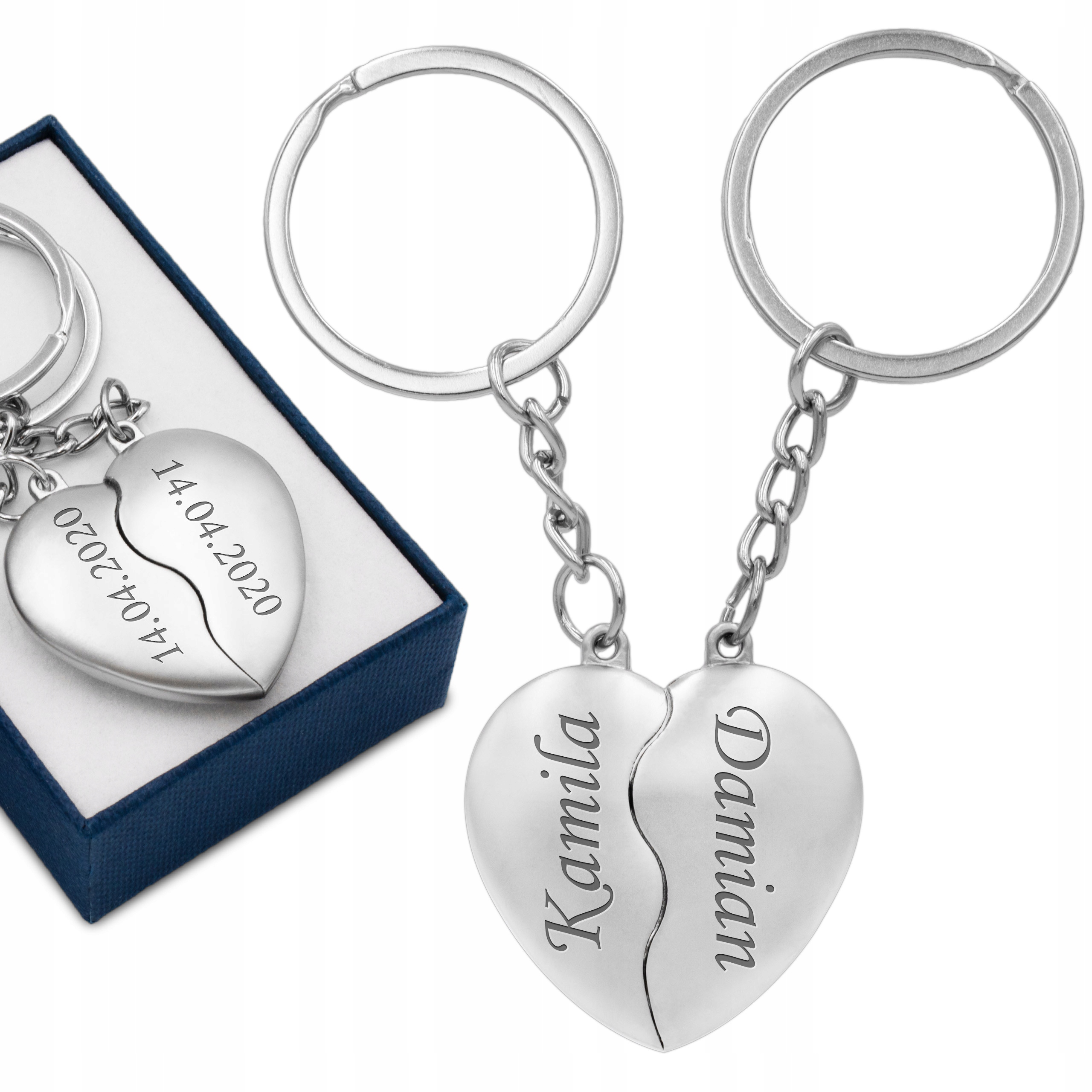 

Breloki dla par Serce łamane magnes z Grawerem