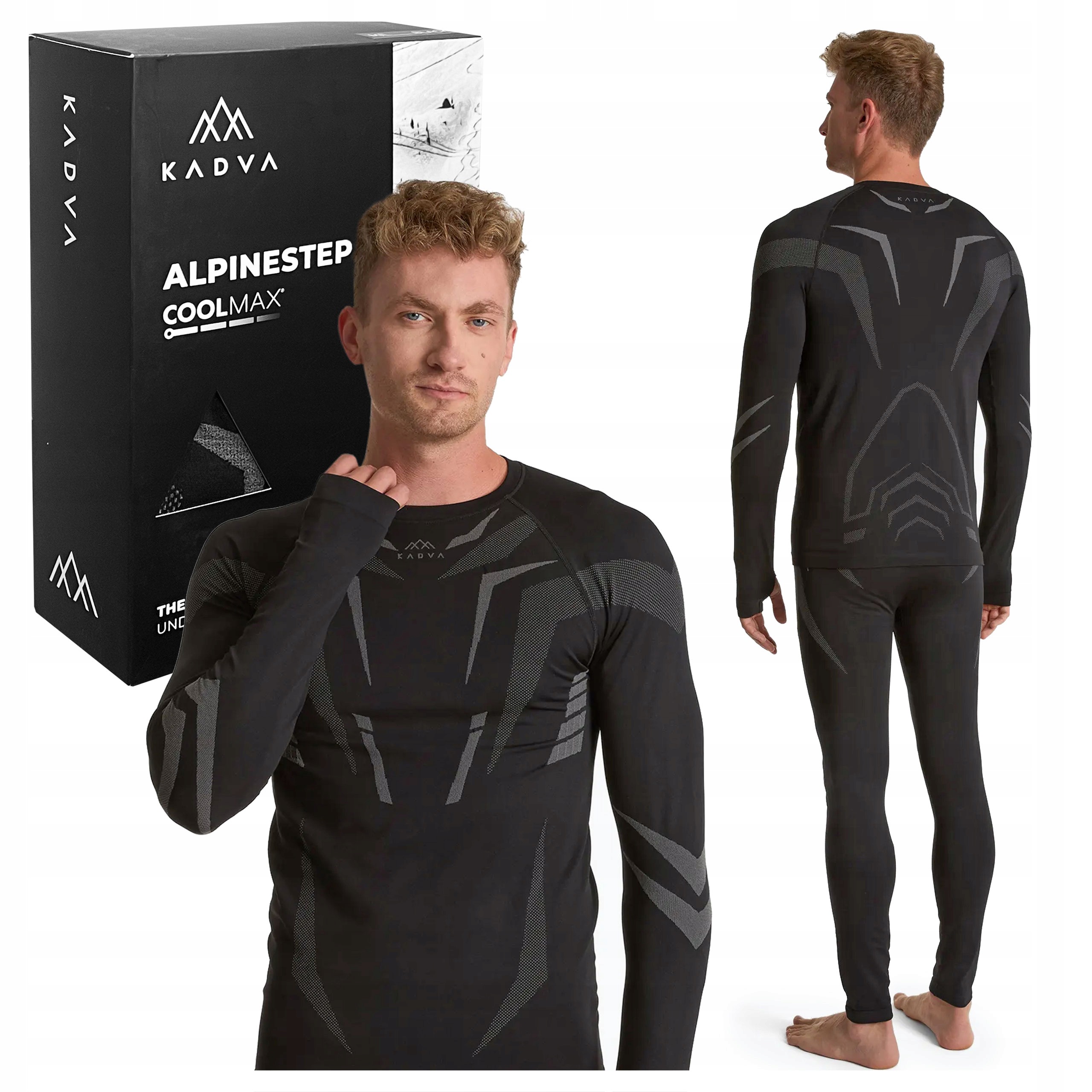 Komplet Bielizna Termoaktywna Męska Kadva Coolmax Thermal Pro Bezszwowa M/L
