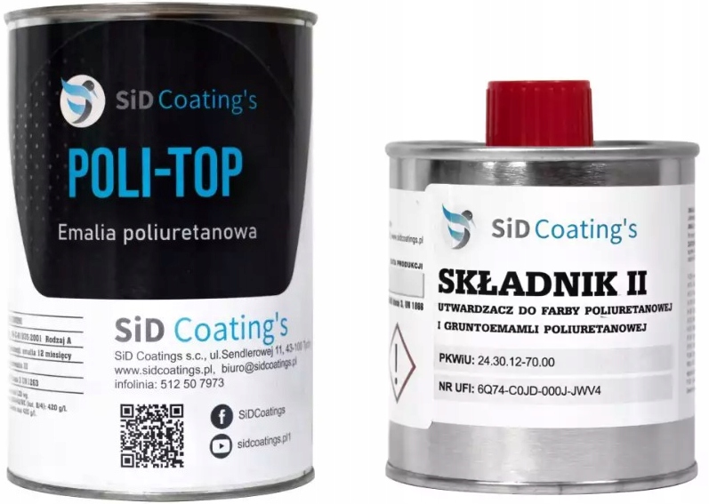 Farba poliuretanowa renowacyjna emalia 1L niebieska Poli-top