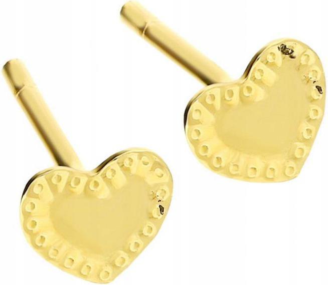 Zlaté náušnice 585 Srdíčka 14kt na tyči, elegantní vzor pro ni, šroubky
