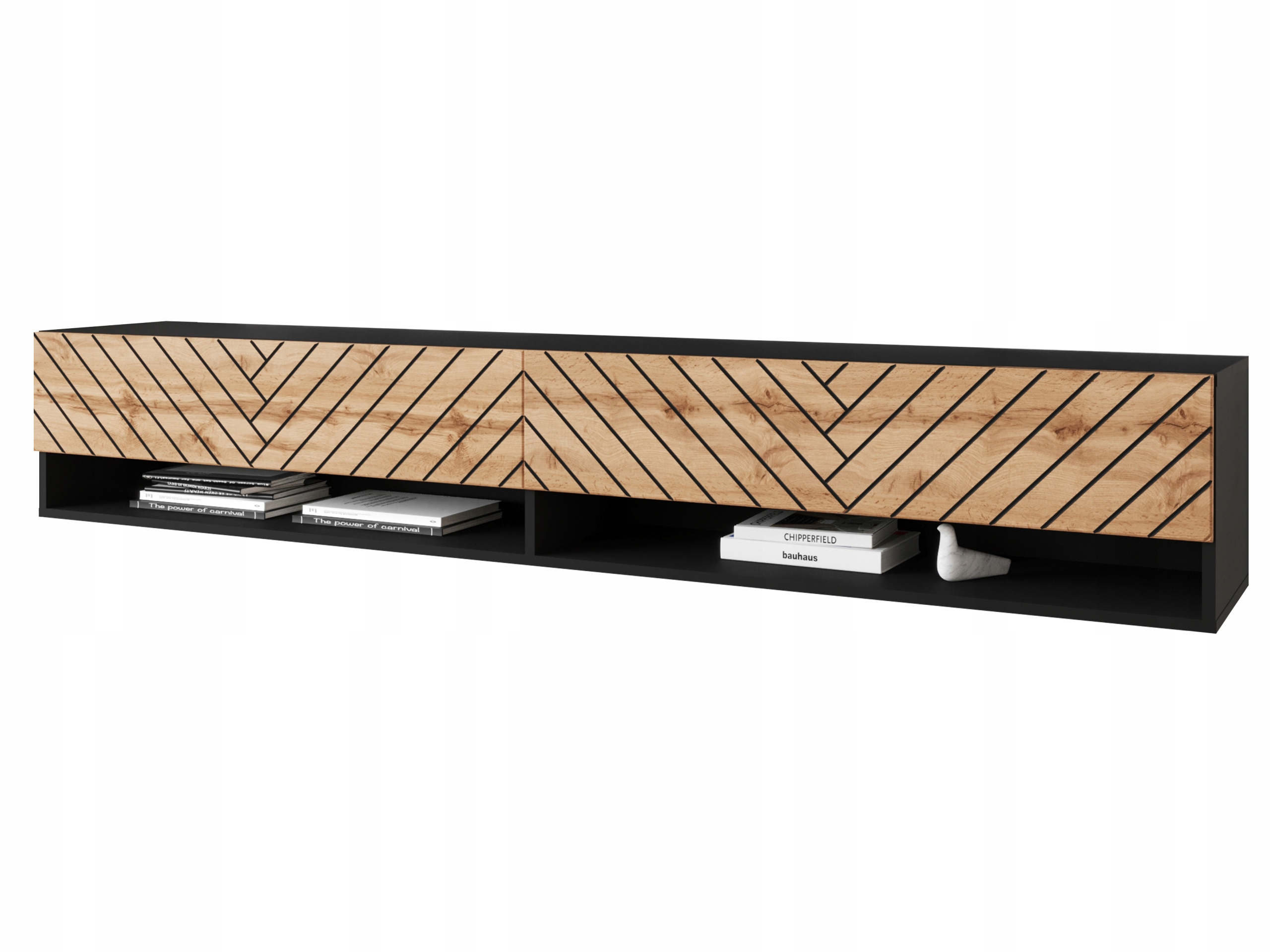 Moderní Tv stolek Apollo I 180 cm, Lowboard Mdf, Rtv komoda, rybí kost