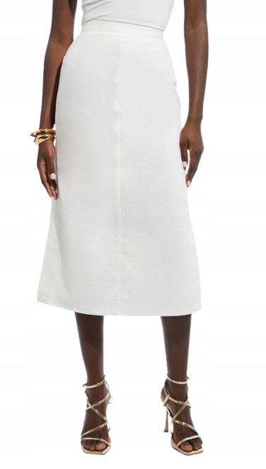 Karen Millen Bílá Sukně Jednoduchá Se Zlatým Zapínáním Petite 36 B1F