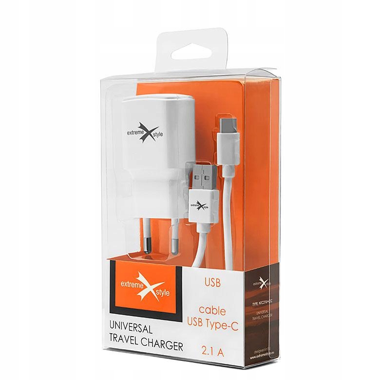

Ładowarka Usb 2.1A + kabel Usb typ-C NTC21U+CC