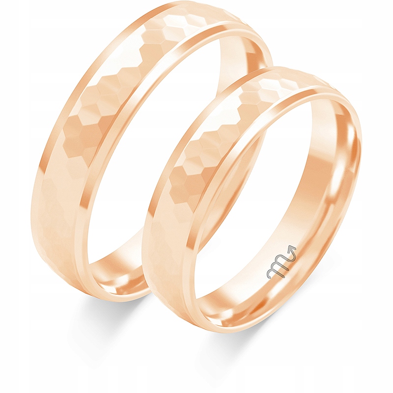 Prsteny 585 Růžové Zlato 5 mm Čočka Gravírování