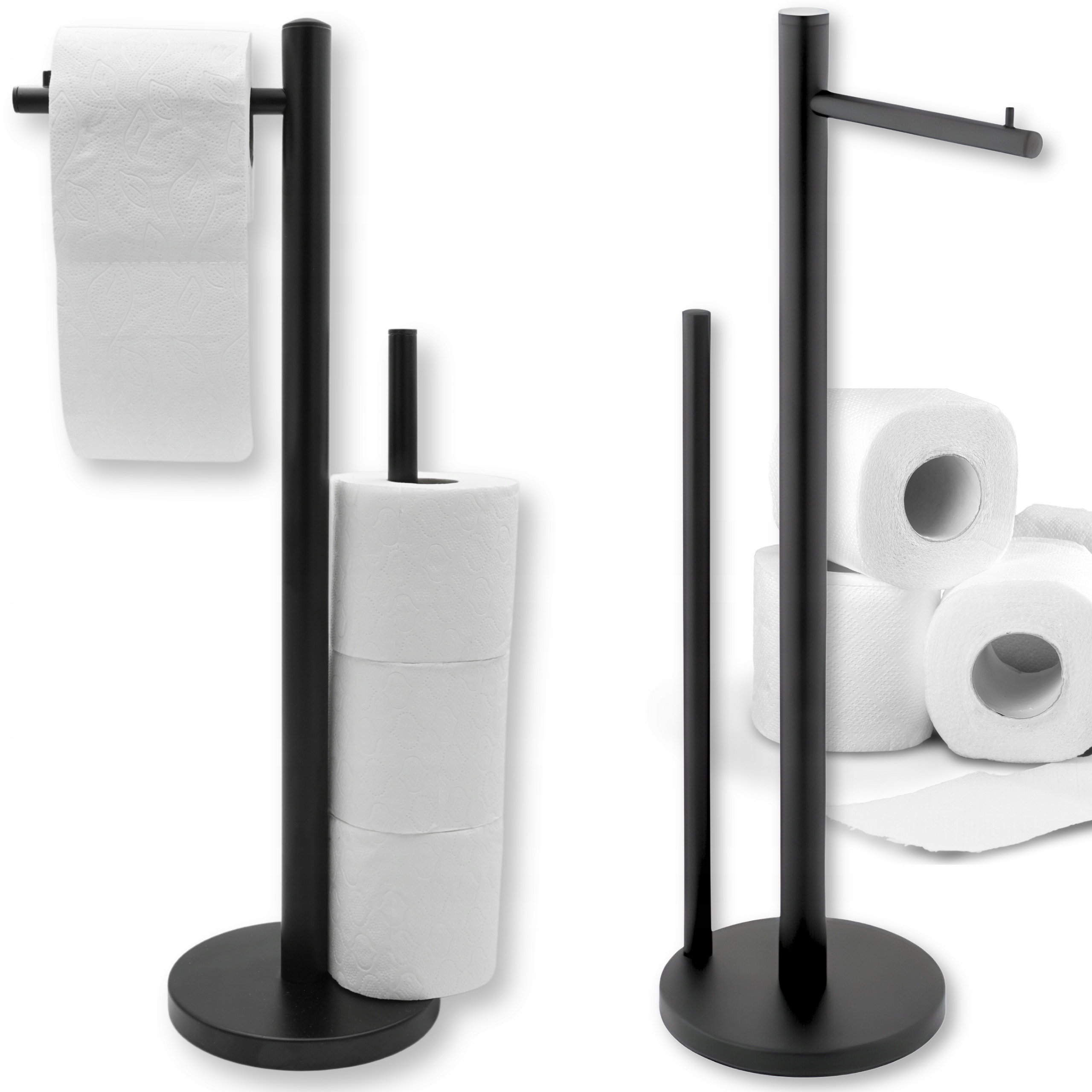 STOJAK NA PAPIER TOALETOWY LOFT CZARNY UCHWYT STOJĄCY DUŻY Z OBIĄŻENIEM Linia Premium