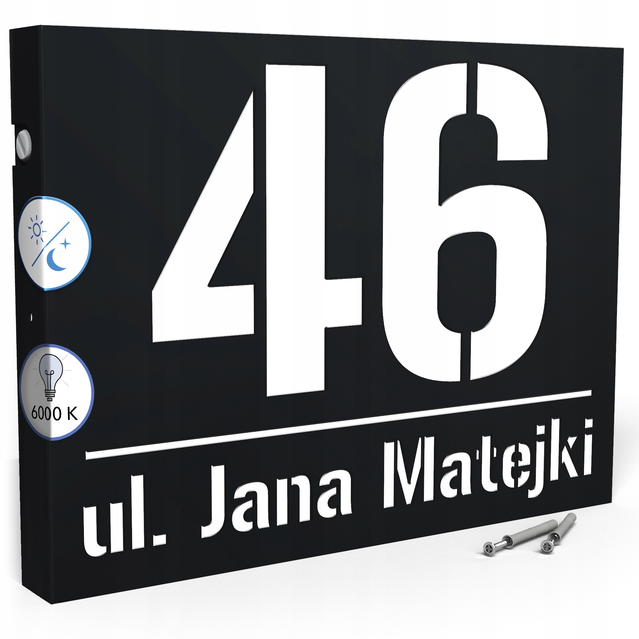 С подсветкой номер для дома адресная табличка LED 40X30 см датчик сумерек