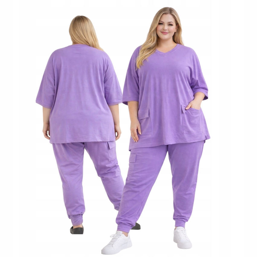 Komplet bawełniany tunika spodnie bojówki sportowy 50 52 5XL 6XL