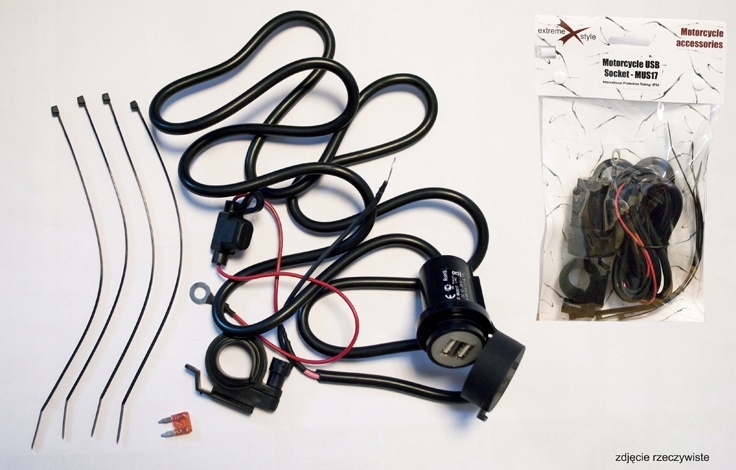 Biketec Motocyklový Usb X2 Konektor S Poistkou, Montáž Na Volant