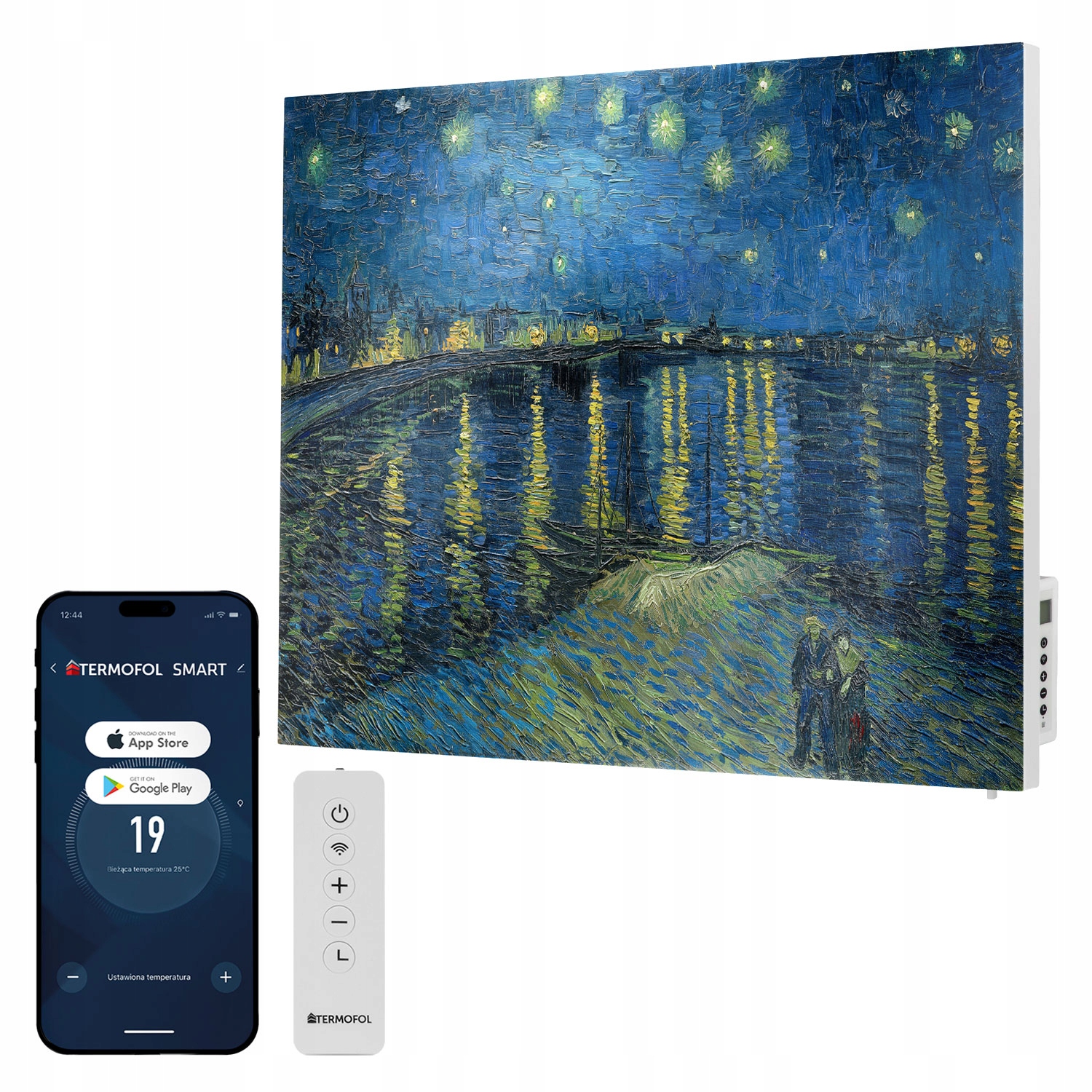Infračervený ohrievač obraz Hviezdna noc nad krajanom 500W 85x60 cm WiFi