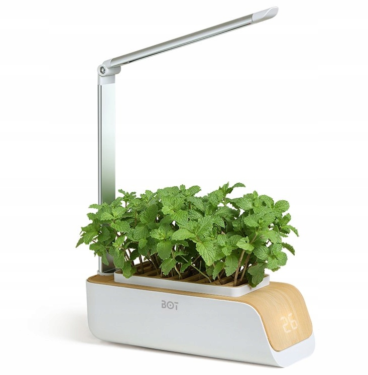 Bot Chytrý kvetináč s Led biela a svetlé drevo