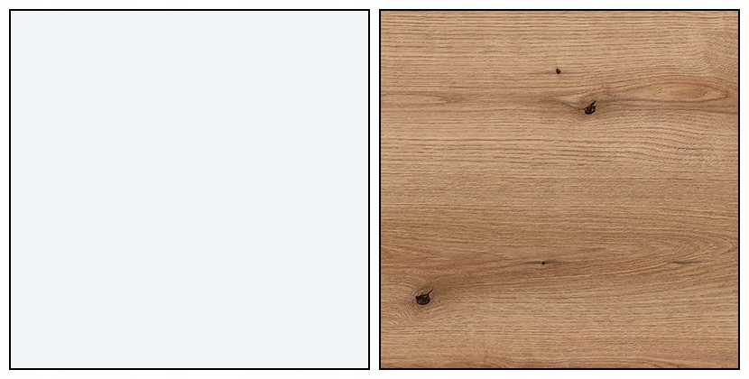 Witryna Biała ze Szklanymi Drzwiami L/P Oświetleniem Led Mat Dąb Evoke Kolekcja REMI