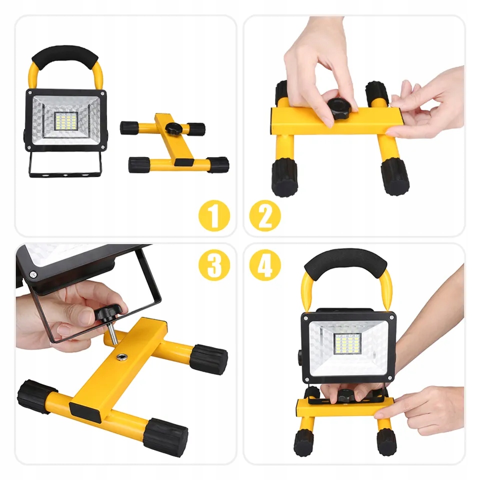 DUŻA LAMPA 100W HALOGEN ROBOCZA PRZENOŚNY LED AKUMULATOR 3 KOLORY SZPERACZ Źródło światła LED