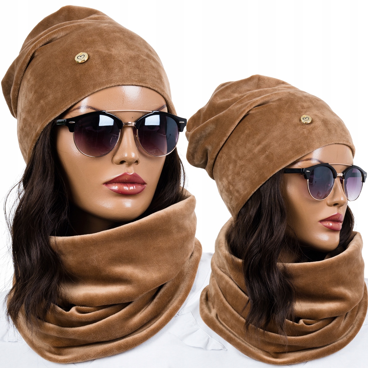 

Welurowy Komplet Czapka beanie Komin szal Polski