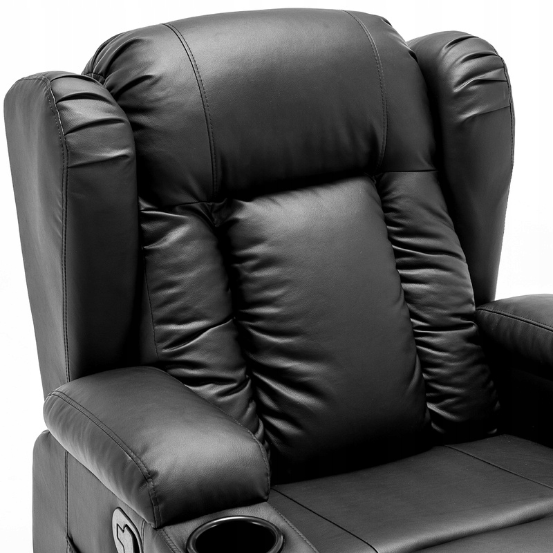 FOTEL WYPOCZYNKOWY MASAŻ + GRZANIE CZARNY Wysokość mebla 106 cm