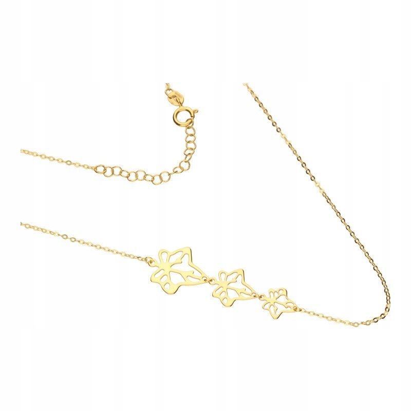 Zlatý dámský náhrdelník 585 s třemi ažurovými listy, 1.21 g