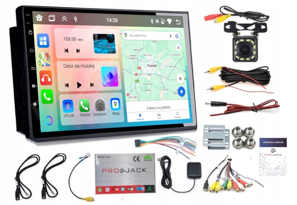 Autorádio S Navigací Gps 2DIN S Wifi, Bluetooth, Rds, Carplay, Android Auto, 6/128 Gb, Kamera