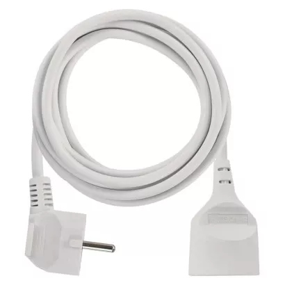 Przedłużacz 2 m / 1 gniazdo / biały / PVC / 1 mm2