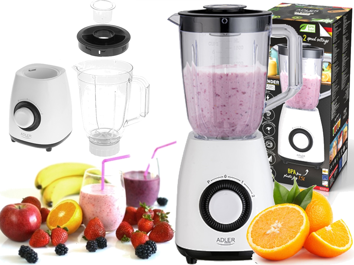 Blender kielichowy Adler AD4085 1000 W biały Sklep, Opinie, Cena w