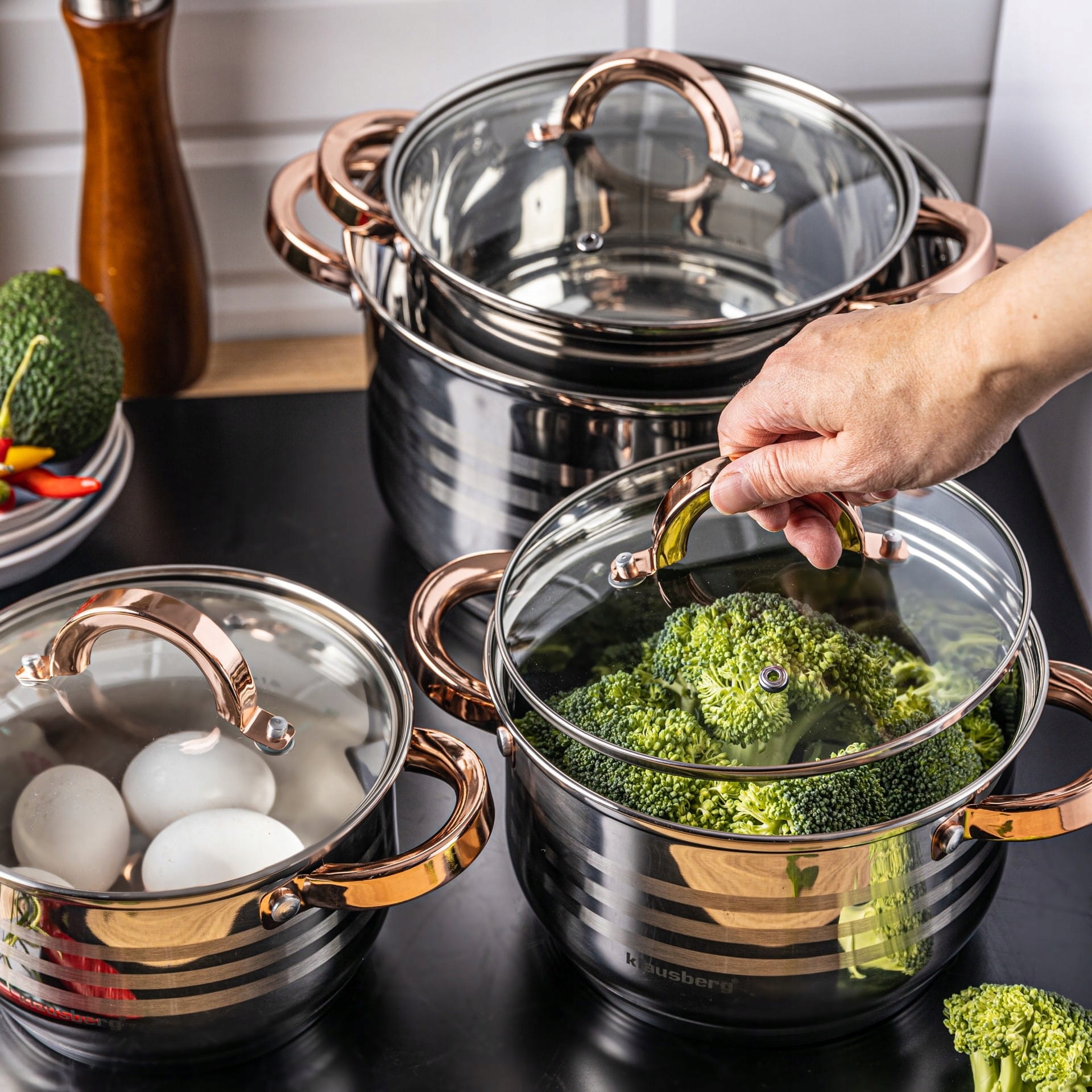Zestaw garnków Ø16/18/20/24cm, stal Marka Klausberg