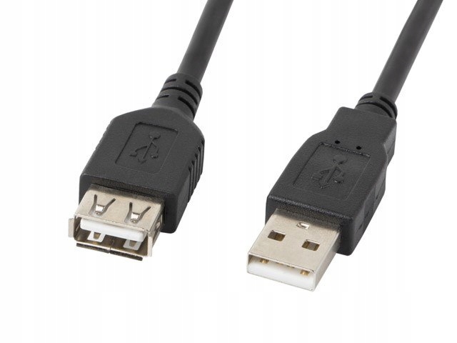 Kabel Lanberg CA-USBE-10CC-0007-BK (usb 2.0 M Usb 2.0 F; 0,7m; kolor czar