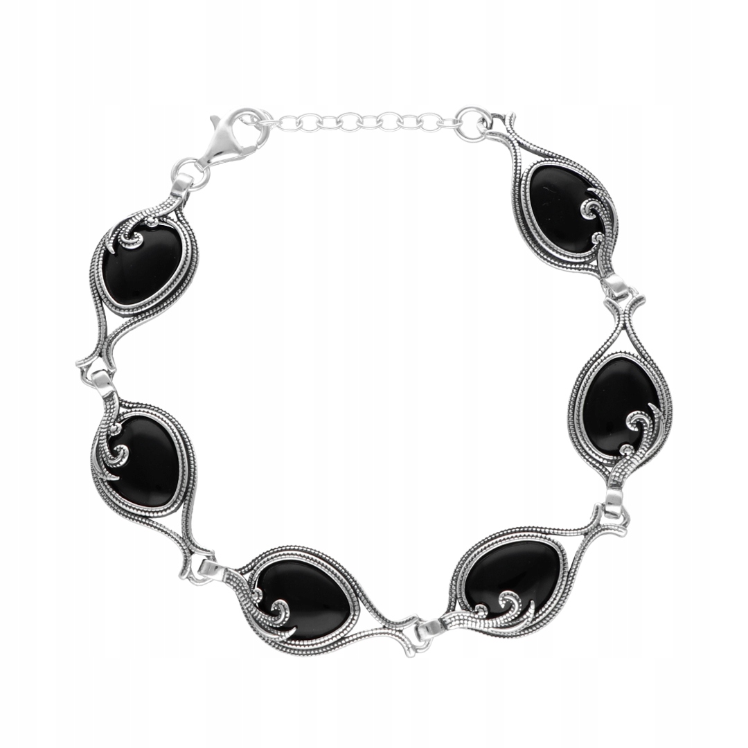 Stříbrný náramek s onyxem elegantní dámské šperky stříbro 925