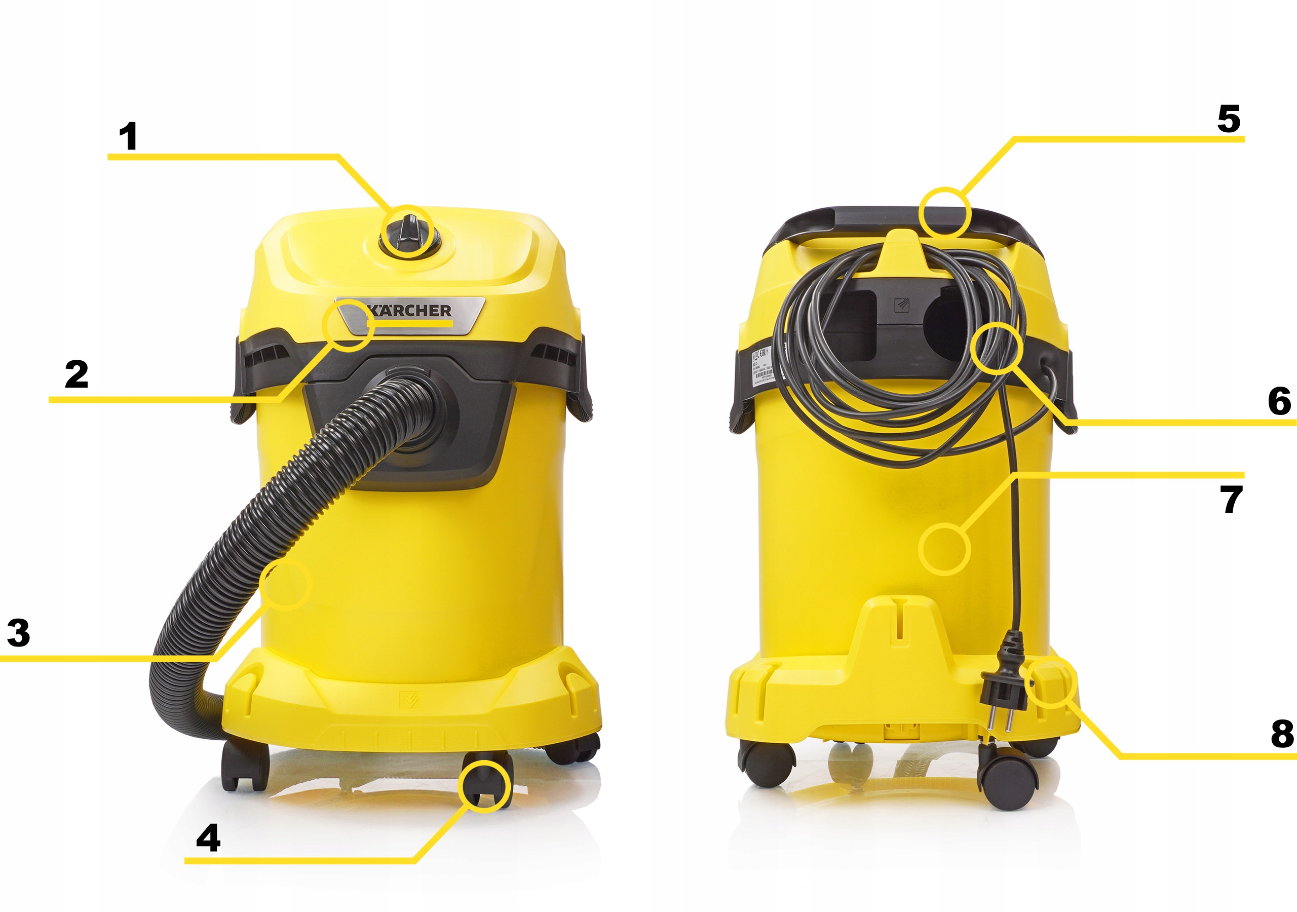 KARCHER ODKURZACZ BEZWORKOWY WD3 1400W PRZEMYSŁOWY DUŻA MOC XL Model odkurzacz