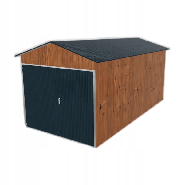 Plechová garáž 2.5 x 5 m, jednopolohová, dvouspádová, zlatý dub