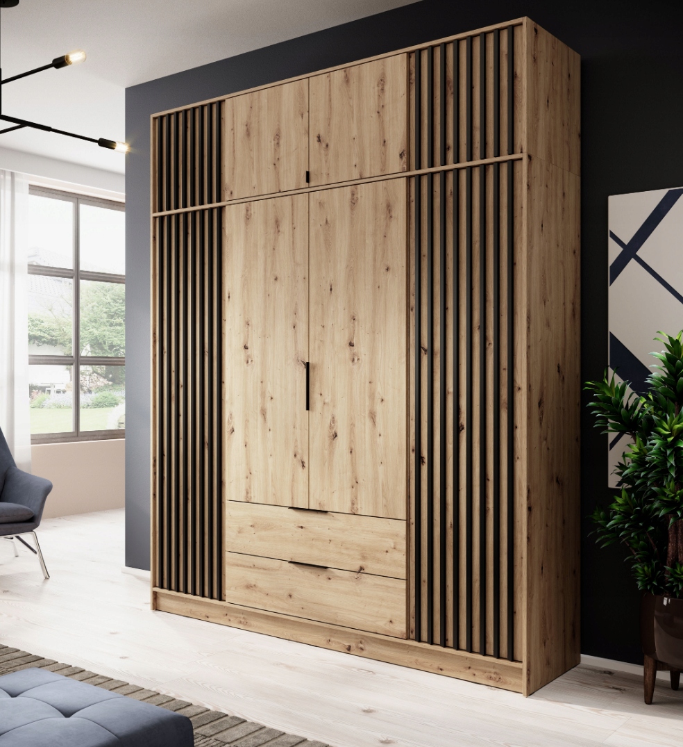 Wysoka Szafa + Nadstawka Lamele h 250cm NELA