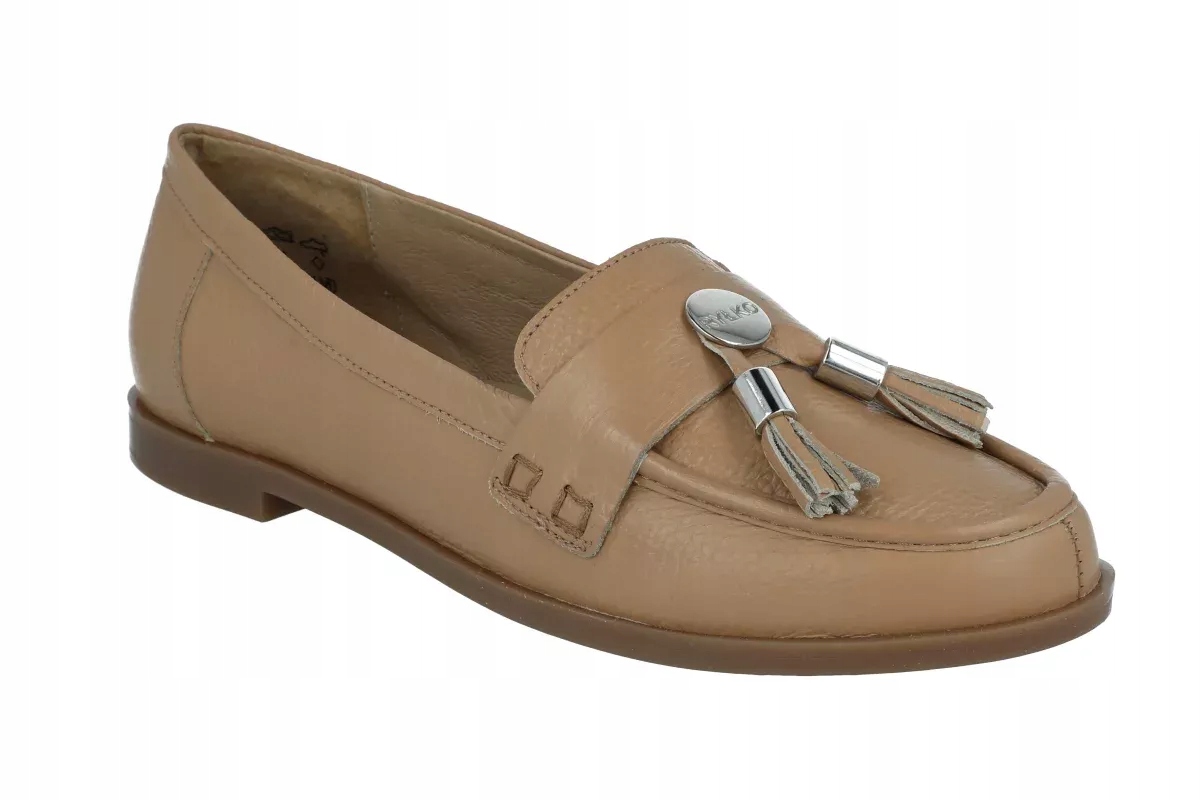 Ryłko Relax mokasíny 1MR45 lehké kožené klasické boty s plochou podrážkou béžové vel. 36