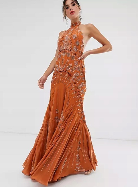 Zdobené Dlouhé Šaty S Korálky Design 36 S