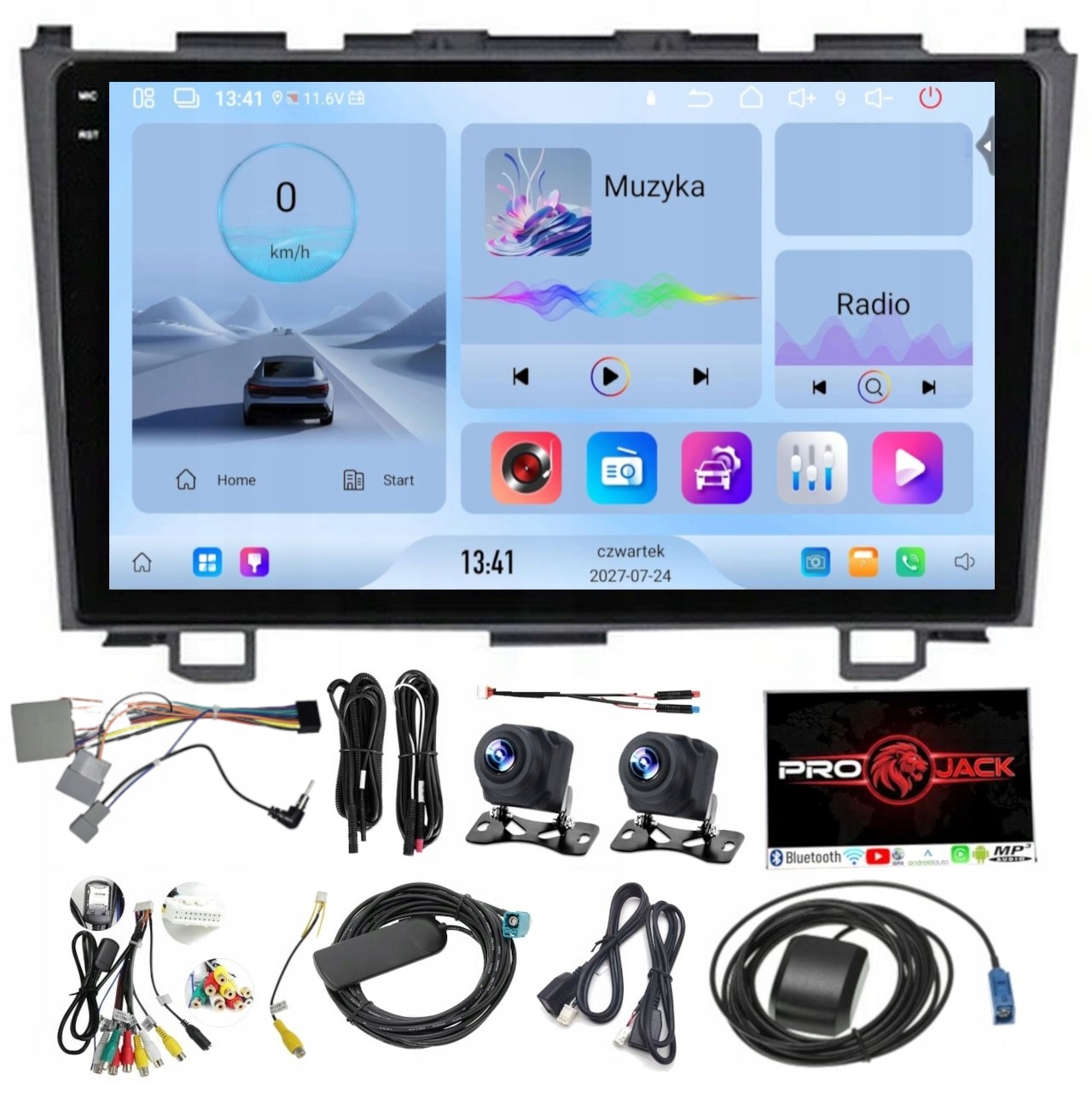 Rádio Navigace Carplay Gps Android Bt Honda Crv 2007-2011 4GB 64GB Sim