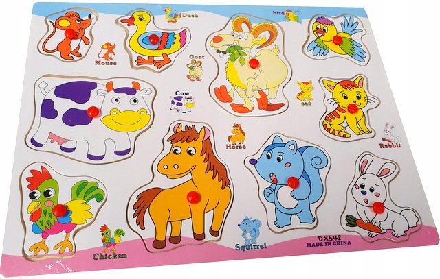 

Drewniane Puzzle Z Uchwytami Układanka Edukacyjna