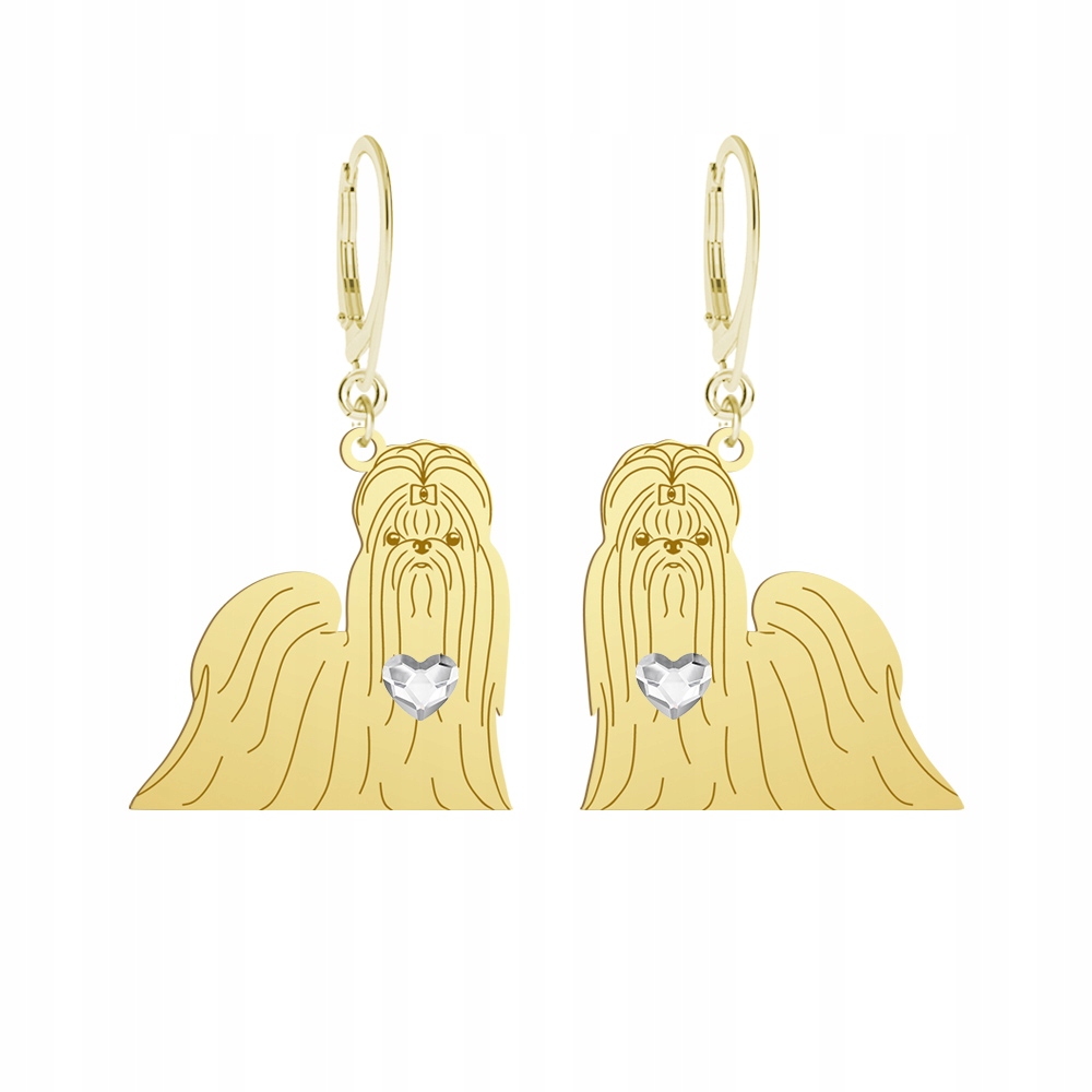 Náušnice Zlaté se psem Shih Tzu 925 Dárek Šperky Gravírování Bonus