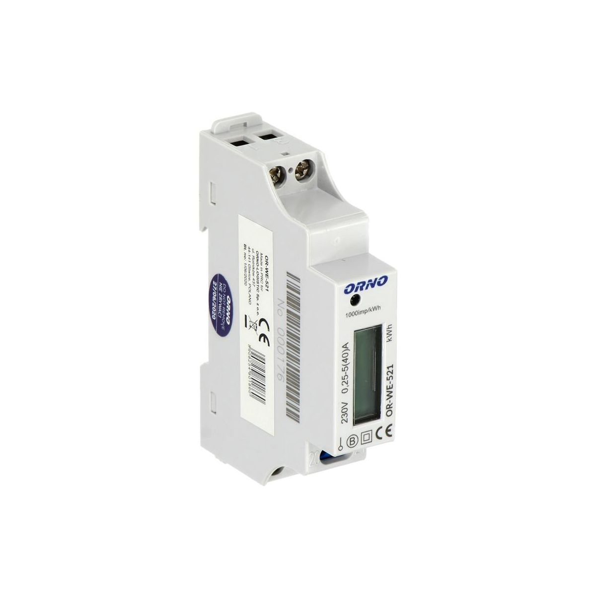 1-fázový elektroměr 40A MID s impulsním výstupem