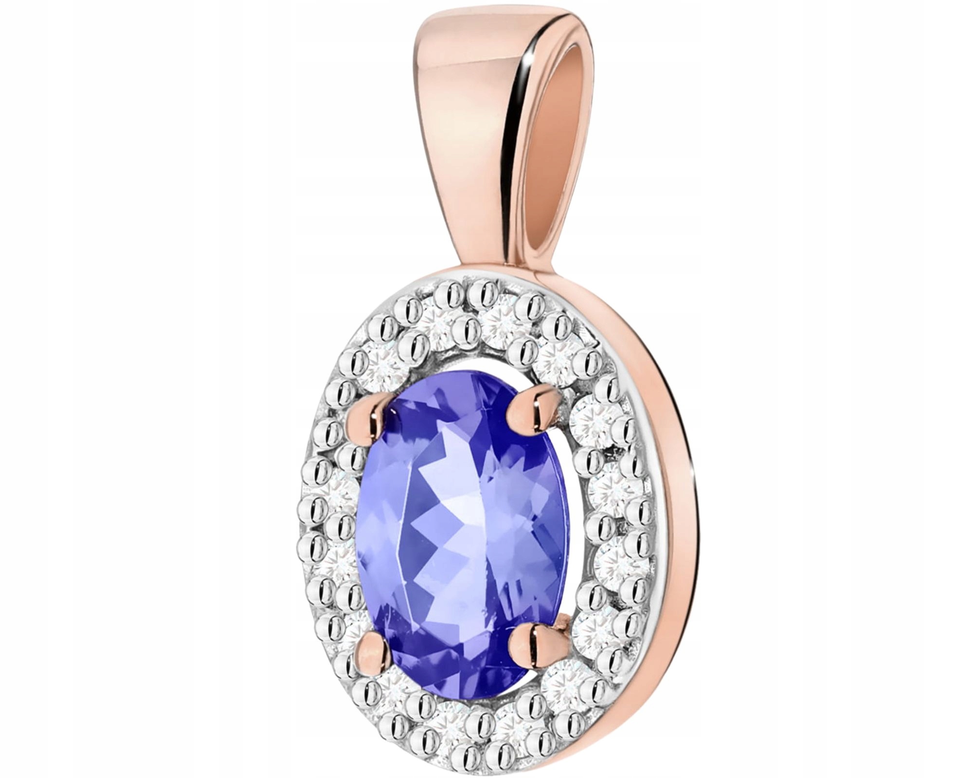 Růžové Zlato Přívěsek S Diamanty A Tanzanitem Zlato 585 Dárek Gravírování