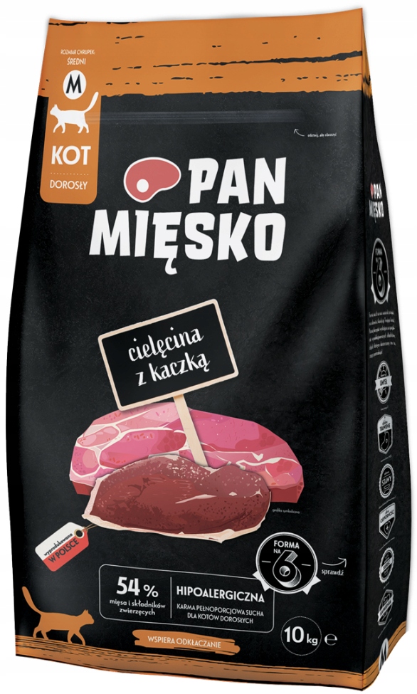Pan Mięsko sucha karma dla kota cielęcina z kaczką rozmiar M 10 kg