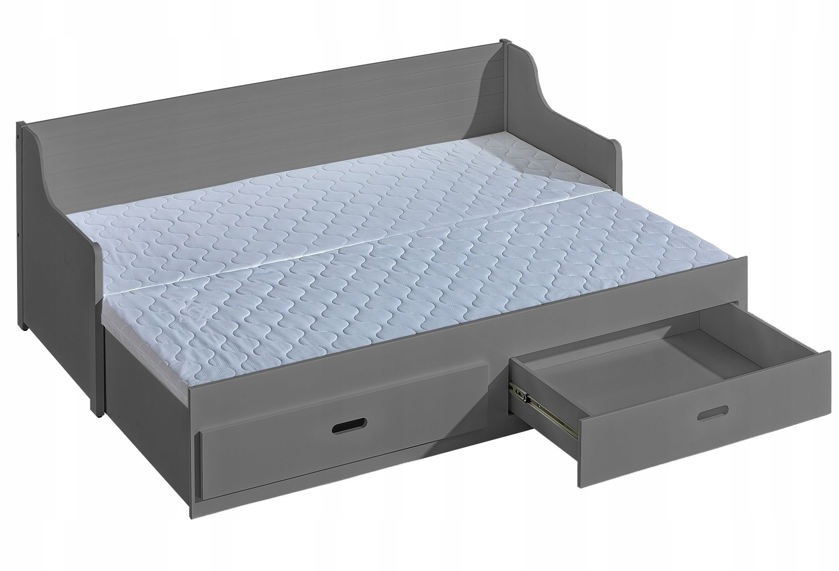 łóżko podwójne wysuwane młodzieżowe dzieci Szymon Kolor odcienie szarości