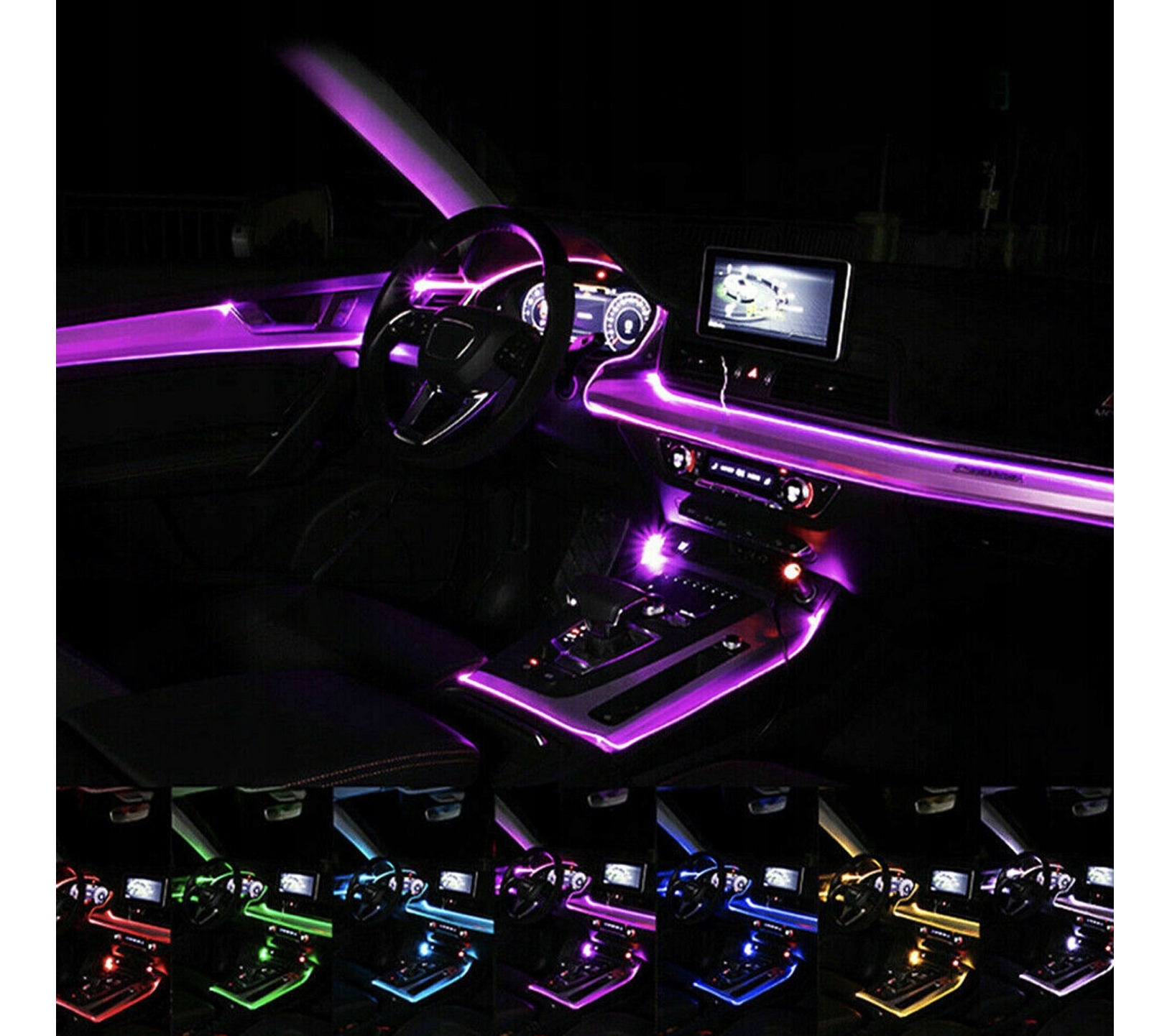 TAŚMA LED RGB OŚWIETLENIE DO SAMOCHODU ŚWIATŁOWÓD 6M Producent inny