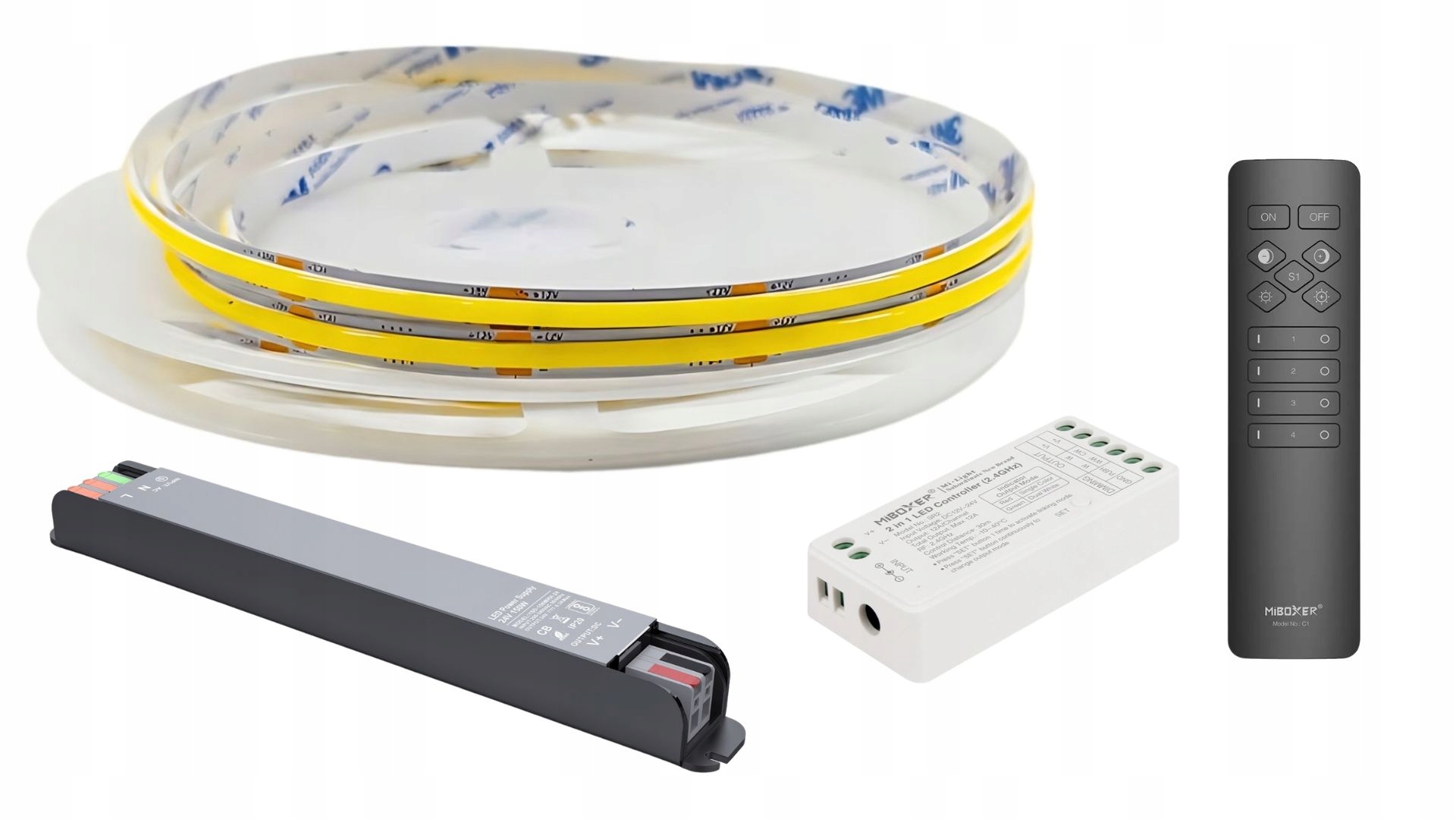 Sada osvětlení Led pásek Cob Dam 10mb 3K 24V, ovládání, napájecí zdroj