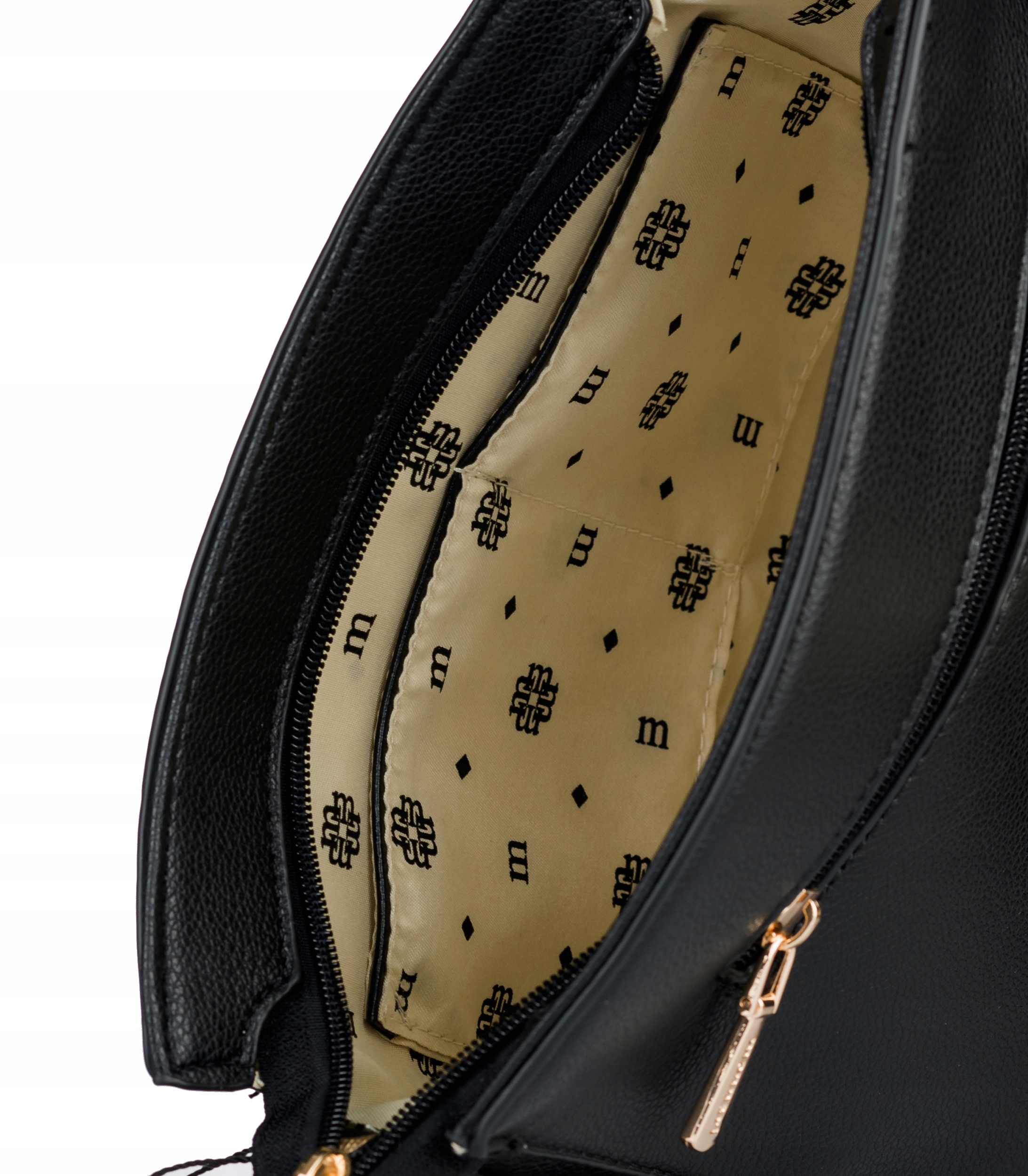 MONNARI Torebka na ramię LISTONOSZKA Pojemna PASEK LOGO PREMIUM Kolor czarny