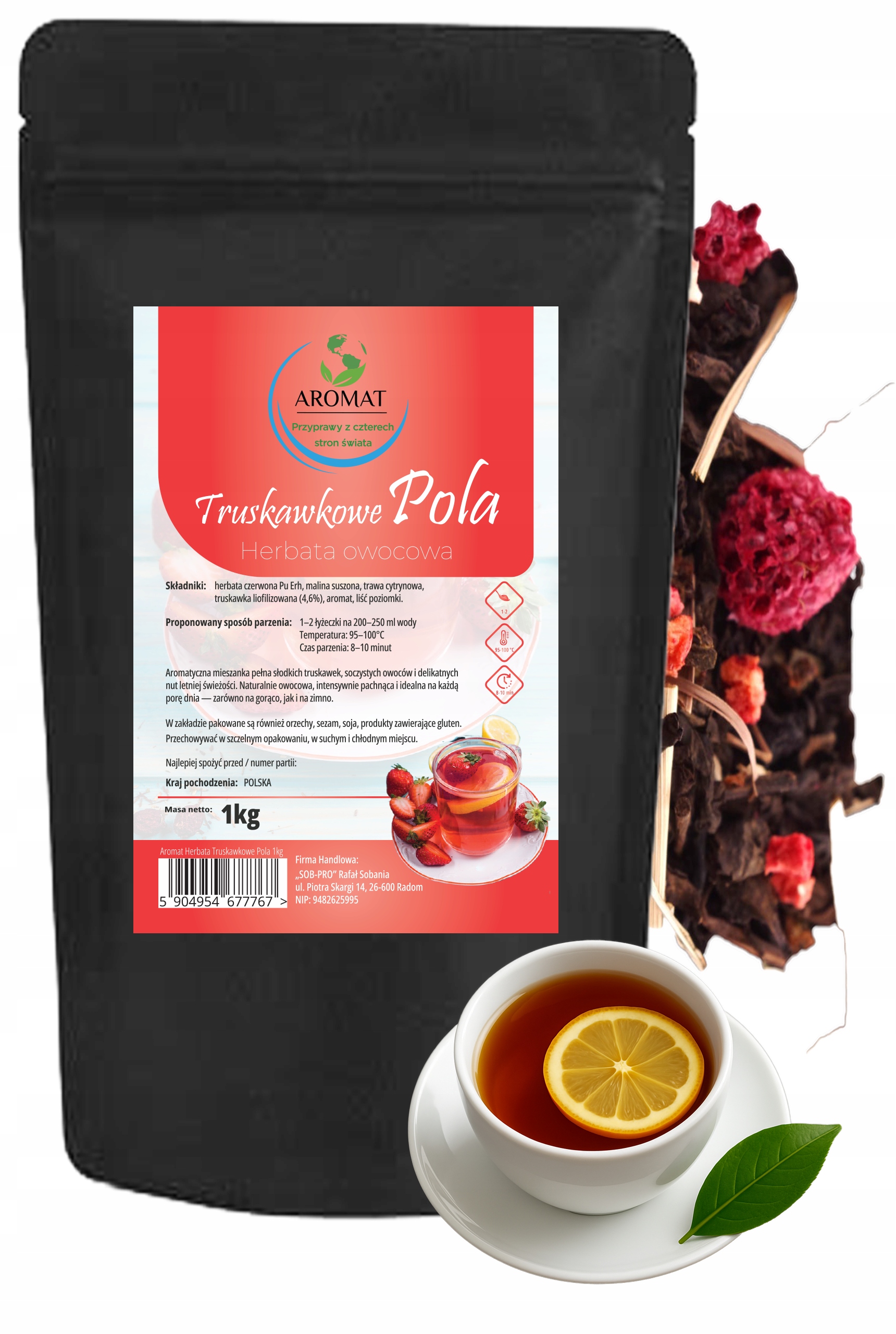 Čaj Ovocný 1kg Nálev Ovocný MIX Malina Jahoda Citron Lesní Jahoda