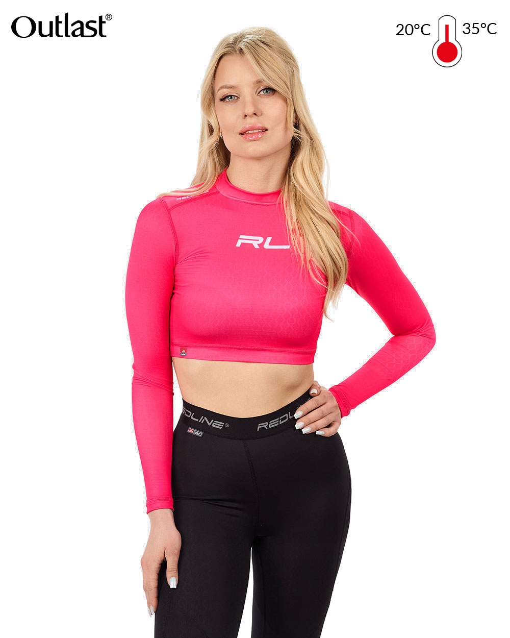 Crop Top Outlast Venus Sport s dlhým rukávom Termoaktívne spodné prádlo Ružová