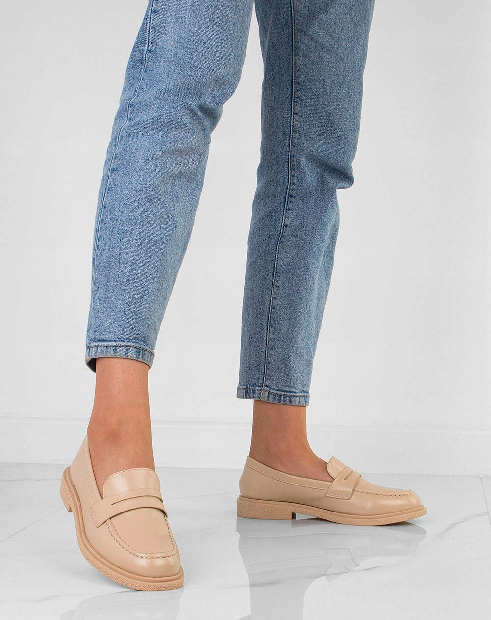 BEŻOWE MOKASYNY DAMSKIE PÓŁBUTY EKOSKÓRA 41 Rozmiar US 9.5