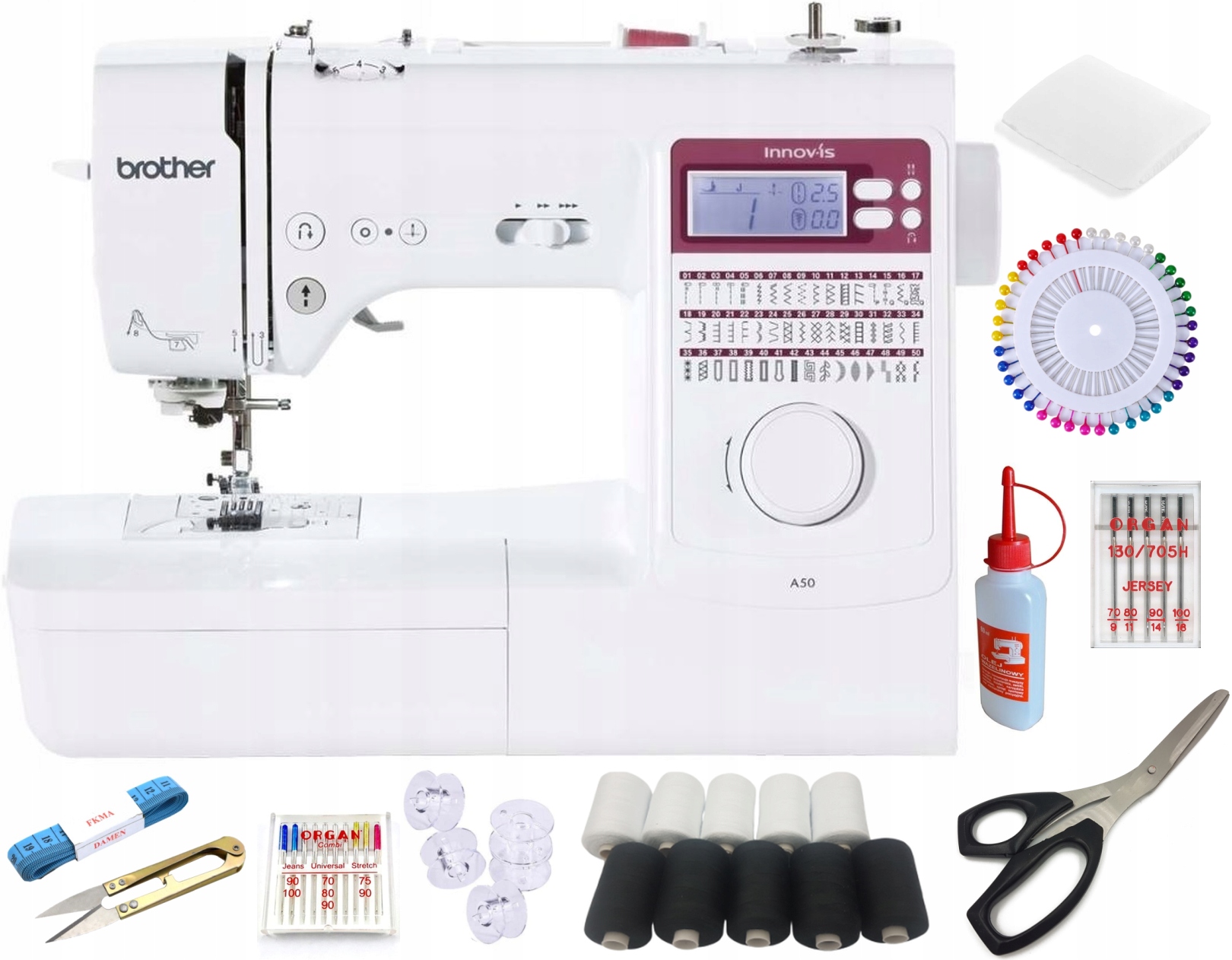 Maszyna do szycia domowa komputerowa 50 ściegów Brother A50 Gratisy