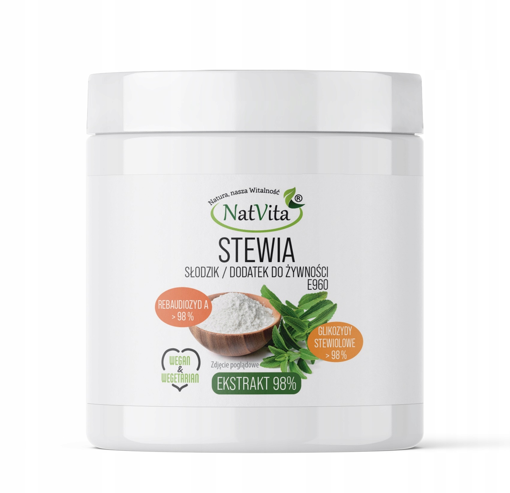 Stevia Extrakt Čistý 98% přírodní náhrada cukru Sladidlo 90g NatVita
