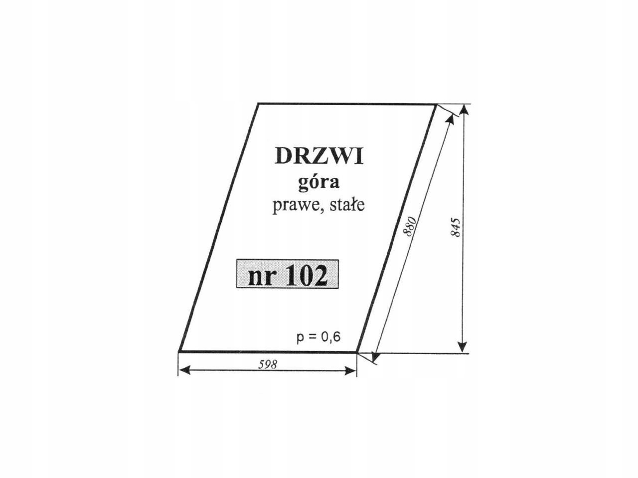 SZYBA DRZWI GÓRA C-360 LUBSKO ( PRAWE 102